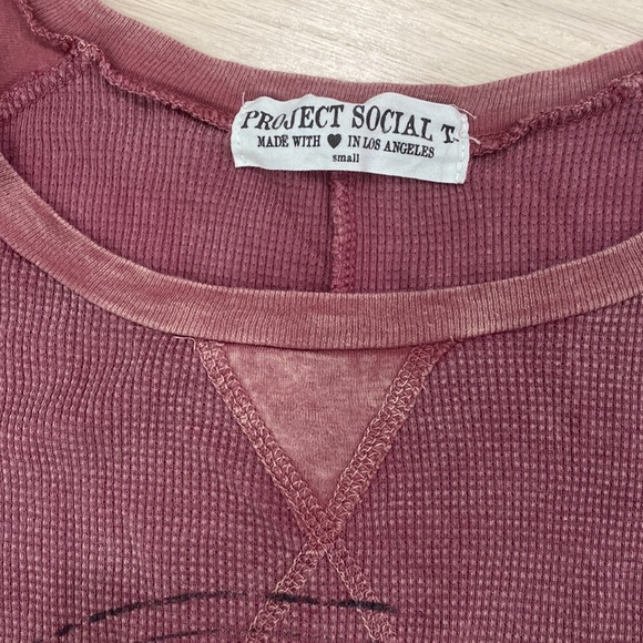 Project Social T - Pink Waffle Long Sleeve Shirt - Small - Picture 4 of 5